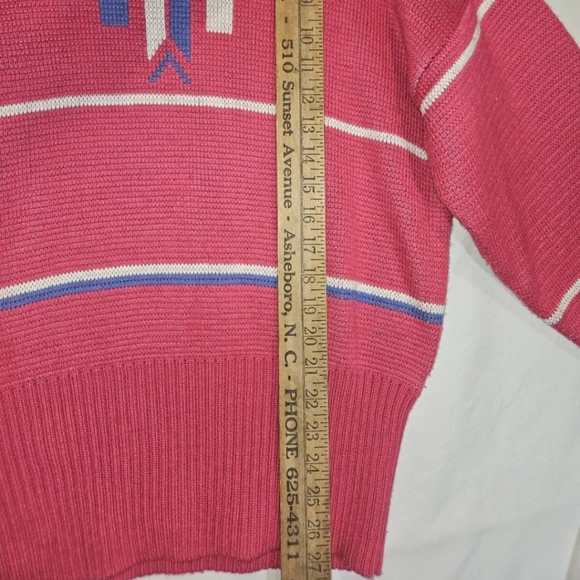 Slalom Vintage 80's Hot Pink Nordic Design Ribbed Turtleneck Knit Ski Sweater - Picture 9 of 16